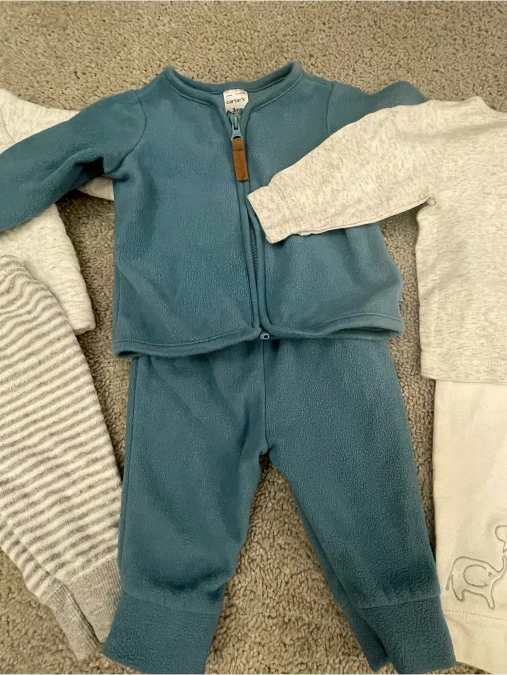Carter's White Quilted Snap-Front Top with Blue Accent